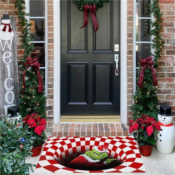 Christmas Decoration Non-Slip Doormat, 3D Visual Illusion...